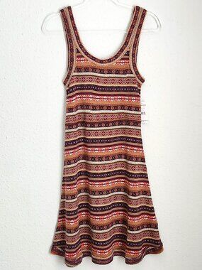 NWT FREE PEOPLE Fair Isle A-Line Knit Mini Tank Dress M Boho 70s Retro Festival